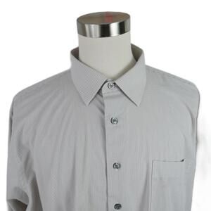 Damon Mens Easy Care LS Button Up White Checkered Shirt 18.5 VTG